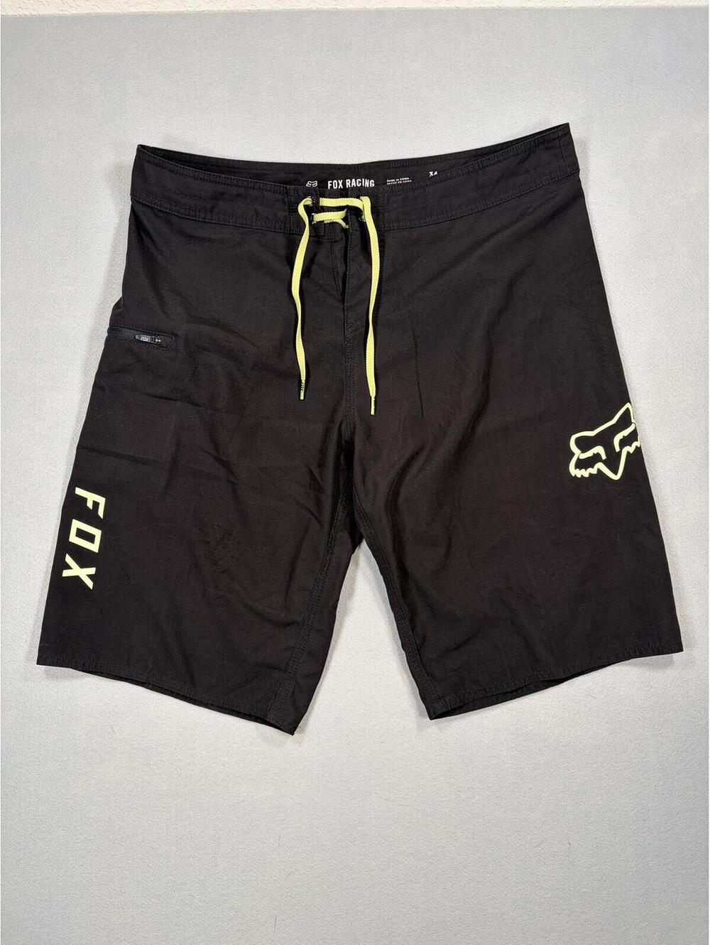Fox Racing Overhead Boardshorts Men's 34 Black Yellow Swim Trunks Surf Moto MX